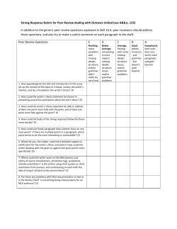 Strong Response Rubric for Peer Review dealing with Outcasts