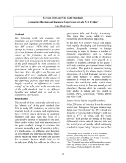 Comparing Russian and Japanese Experience in Late XIX Century