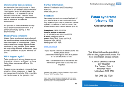Patau syndrome (trisomy 13) - Nottingham University Hospitals NHS