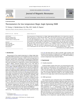 Thermometers for low temperature Magic Angle Spinning NMR
