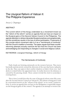 The Liturgical Reform of Vatican II: The Philippine Experience