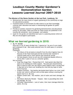 Lessons Learned Journal - Loudoun County Master Gardeners