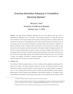 Ensuring generation adequacy in competitive electricity markets