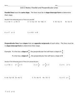 Unit 3 Notes: Parallel and Perpendicular Lines