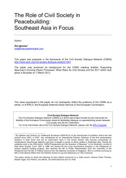 The Role of Civil Society in Peacebuilding: Southeast Asia in Focus