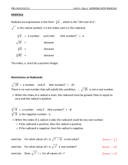 Notes - Radicals Ch. 5