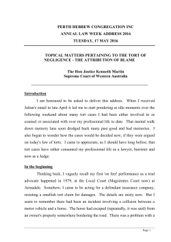 Annual Law Week Address Perth Hebrew Congregation by the Hon