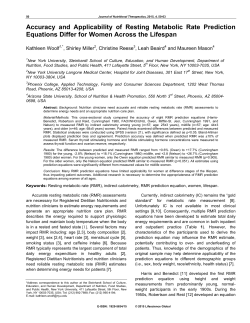 Accuracy and Applicability of Resting Metabolic Rate Prediction