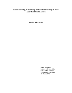 Racial Identity, Citizenship and Nation Building in Post