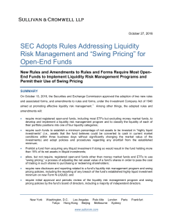 SEC Adopts Rules Addressing Liquidity Risk Management and