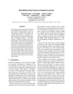 Retrofitting Word Vectors to Semantic Lexicons