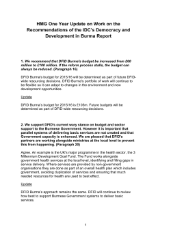 DFID`s one year update on Burma