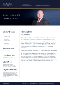 Simon Medland QC Criminal CV Overview Clerks` Details