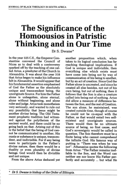 The Significance of the Homoousios in Patristic Thinking and in Our