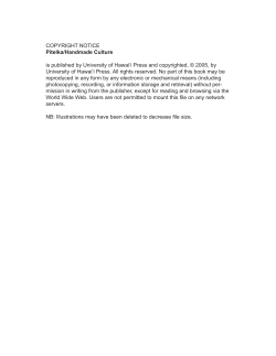 COPYRIGHT NOTICE Pitelka/Handmade Culture is published by