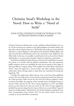 Christina Stead`s Workshop in the Novel