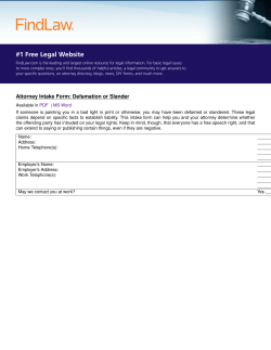 Attorney Intake Form: Defamation or Slander