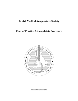Code Of Practice - British Medical Acupuncture Society