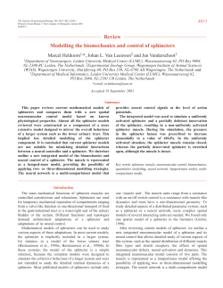 Modelling the biomechanics and control of sphincters