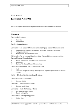 Electoral Act 1985 - South Australian Legislation
