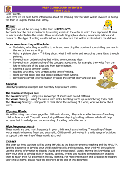 Prep Curriculum Overview for Term 1