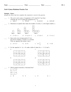 Unit 4 Linear Relations Practice Test