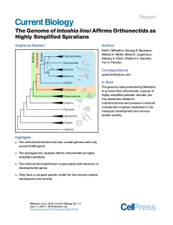 The Genome of Intoshia linei Affirms Orthonectids as Highly