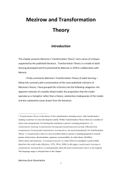 Mezirow and Transformation Theory