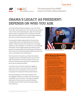 OBAMA`S LEGACY AS PRESIDENT: DEPENDS ON WHO YOU ASK