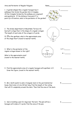 Area of Regular Polygons worksheet (word probs. and pentagon bldg)