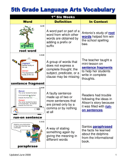 1st Six Weeks Word Definition In Context root word A word part or