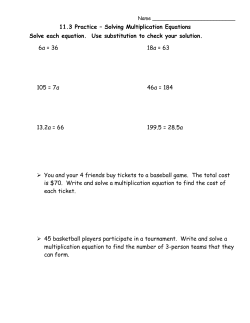 11.3 Practice &ndash; Solving Multiplication Equations Solve each