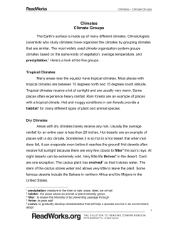 Climates Climate Groups