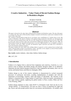 Creative Industries &ndash; Value Chain of Slovak Fashion Design in