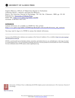 Implicit Memory: Effects of Elaboration Depend on Unitization Author