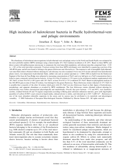 High incidence of halotolerant bacteria in Pacific hydrothermal