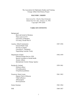 1 The Association for Diplomatic Studies and Training Foreign