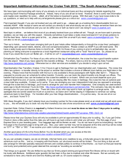 Important Additional Information for Cruise Trek 2016: &ldquo;The South