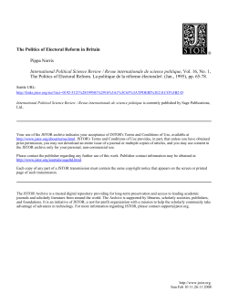 The Politics of Electoral Reform in Britain.