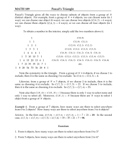 MATH 109 Pascal`s Triangle