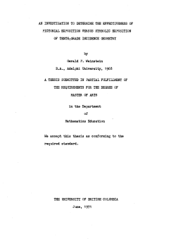 an investigation to determine the effectiveness of pictorial exposition