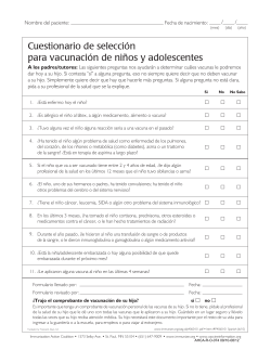 Screening Questionnaire for Child and Teen Immunization