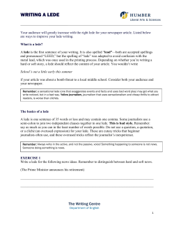 writing a lede - School of Liberal Arts and Sciences