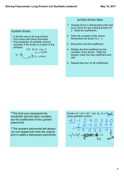 Solving Day Six--Synthetic Division