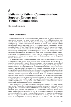 8 Patient-to-Patient Communication: Support Groups and Virtual