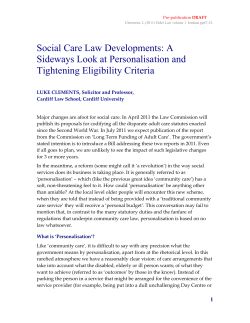 Social Care Law Developments: A Sideways Look