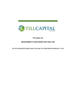 Till Capital Ltd. MANAGEMENT`S DISCUSSION AND ANALYSIS