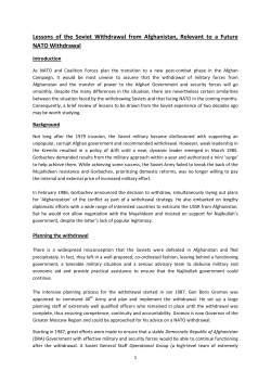 Lessons of the Soviet Withdrawal from Afghanistan, Relevant to a