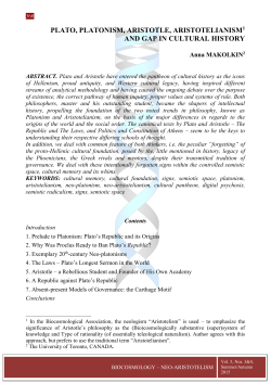 plato, platonism, aristotle, aristotelianism1 and gap in