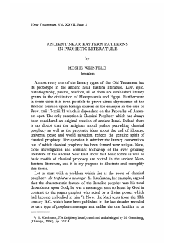 Ancient near Eastern Patterns in Prohetic Literature